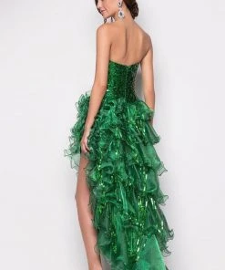 Blush By Alexia Designs - 9540 Strapless Ruffled Long Gown With Slit Formal Gowns