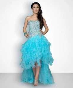 Blush By Alexia Designs - 9608 Strapless Embellished Ruffled Long Gown Formal Gowns