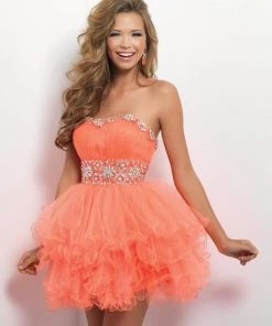 Cocktail Dresses Blush By Alexia Designs - 9664 Sweetheart Ruffled Tulle Cocktail Dress