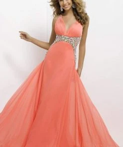 Blush By Alexia Designs - 9708 Sleeveless V-Neck Pleated Long Dress 8 Blush By Alexia Designs - 9708 Sleeveless V-Neck Pleated Long Dress