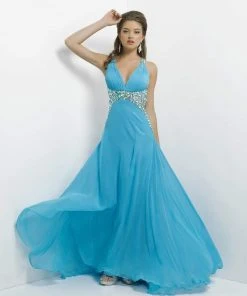 Blush By Alexia Designs - 9708 Sleeveless V-Neck Pleated Long Dress 9 Blush By Alexia Designs - 9708 Sleeveless V-Neck Pleated Long Dress