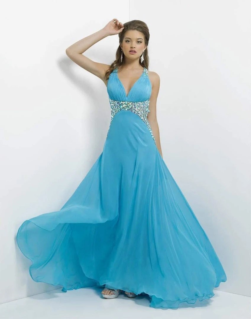 Blush By Alexia Designs - 9708 Sleeveless V-Neck Pleated Long Dress 6 Blush By Alexia Designs - 9708 Sleeveless V-Neck Pleated Long Dress