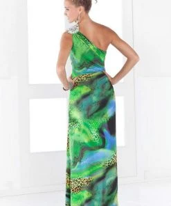 Formal Gowns Blush By Alexia Designs - Asymmetrical Animal Print Sheath Gown 9379 6 Formal Gowns Blush By Alexia Designs - Asymmetrical Animal Print Sheath Gown 9379