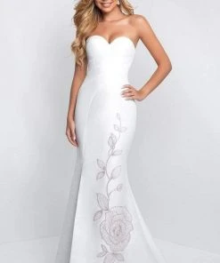 Formal Gowns Blush By Alexia Designs - C1016 Beaded Flower Accented Mermaid Dress