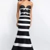Formal Gowns Blush By Alexia Designs - C1051 Bow Accented Striped Mermaid Dress