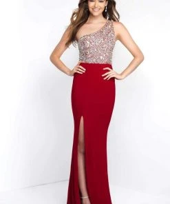 Blush By Alexia Designs - C1084 Beaded Asymmetrical Jersey Fitted Gown Formal Gowns