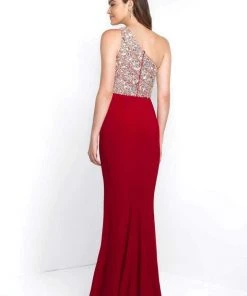 Blush By Alexia Designs - C1084 Beaded Asymmetrical Jersey Fitted Gown Formal Gowns