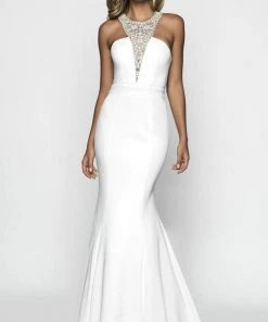 Blush By Alexia Designs - C2025 Tonal Beaded Halter Mermaid Gown Formal Gowns