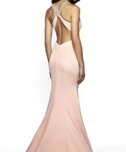 Blush By Alexia Designs - C2025 Tonal Beaded Halter Mermaid Gown Formal Gowns
