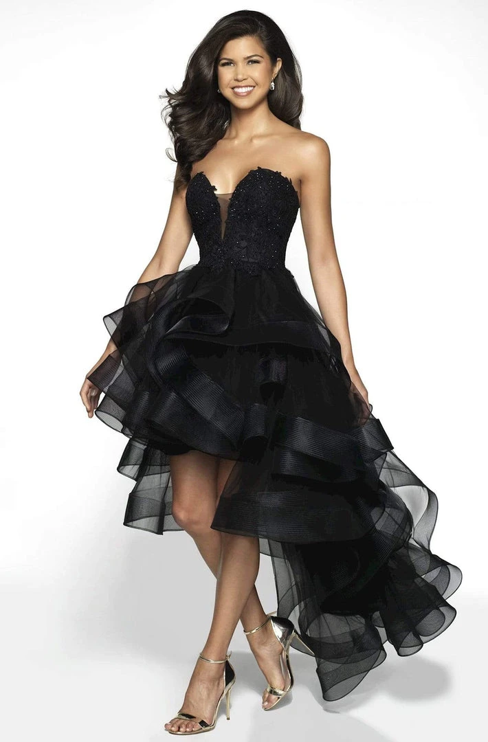 Formal Gowns Blush By Alexia Designs - C2030 Plunging Appliqued High Low Gown 3 Formal Gowns Blush By Alexia Designs - C2030 Plunging Appliqued High Low Gown