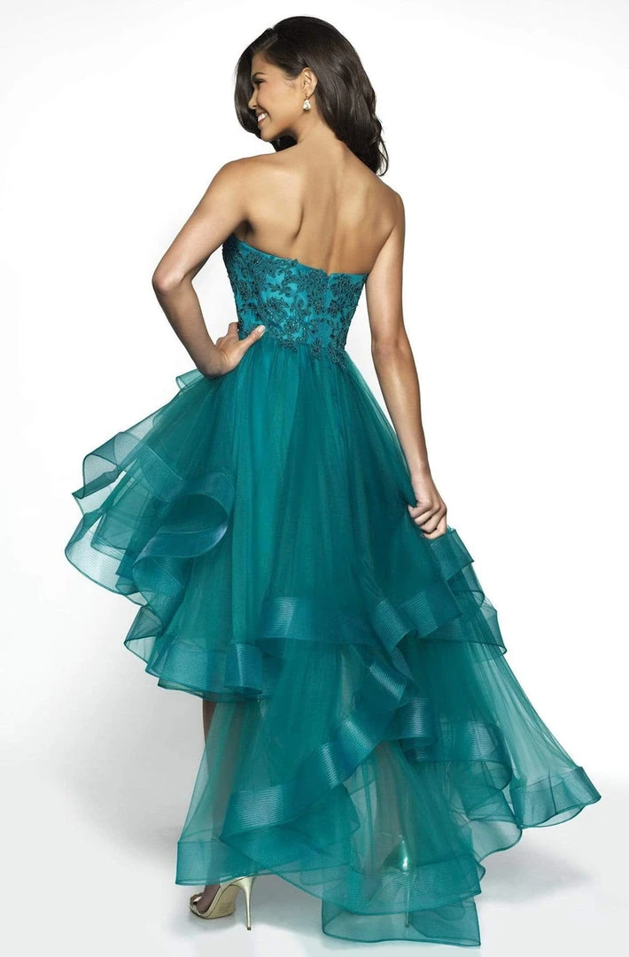 Formal Gowns Blush By Alexia Designs - C2030 Plunging Appliqued High Low Gown 5 Formal Gowns Blush By Alexia Designs - C2030 Plunging Appliqued High Low Gown