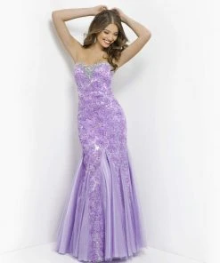 Formal Gowns Blush By Alexia Designs - Embroided Floral Strapless Mermaid Gown 9582