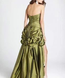 Blush By Alexia Designs - Pleated Bejeweled Halter High-Low Gown 9213 Formal Gowns