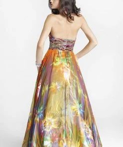 Blush By Alexia Designs - Plunging Halter Print Gown 5034 Formal Gowns 6 Blush By Alexia Designs - Plunging Halter Print Gown 5034 Formal Gowns