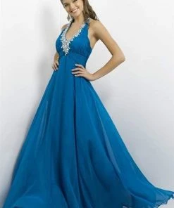 Blush By Alexia Designs - Ruched V-neck A-line Dress X139