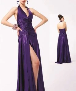 Blush By Alexia Designs - Satin V-Neck Long Slit Gown S008 Formal Gowns 6 Blush By Alexia Designs - Satin V-Neck Long Slit Gown S008 Formal Gowns