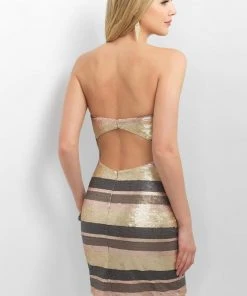 Blush By Alexia Designs - Sequined Straight Sheath Dress C356