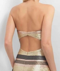 Blush By Alexia Designs - Sequined Straight Sheath Dress C356