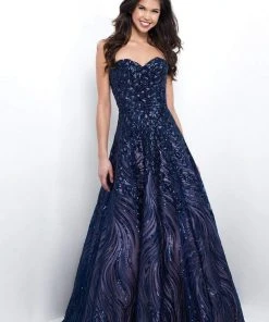 Formal Gowns Blush By Alexia Designs - Sequined Strapless Fitted Gown 11395