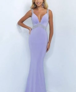 Formal Gowns Blush By Alexia Designs - Sequined V-Neck Jersey Sheath Dress 11032