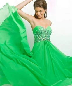 Formal Gowns Blush By Alexia Designs - Strapless Embellished Long Dress 9710