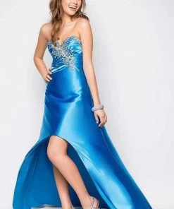 Blush By Alexia Designs - Strapless Pleated Long Gown 9592