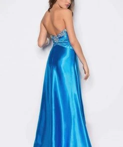 Blush By Alexia Designs - Strapless Pleated Long Gown 9592