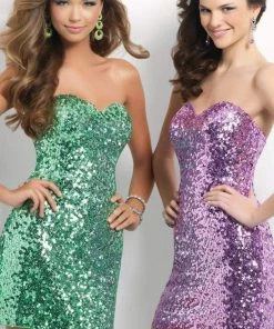 Blush By Alexia Designs - Strapless Sequined Sheath Short Dress C122