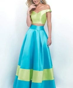 Formal Gowns Blush By Alexia Designs - Vibrant Off-Shoulder Sleek A-Line Gown 5620