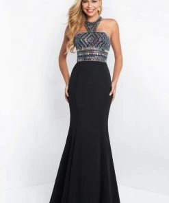 Blush By Alexia Designs Blush - C1024 Multi-Colored Beaded High Neck Mermaid Gown Formal Gowns