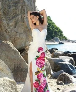 Blush By Alexia Designs Formal Gowns Blush - C1038 Floral Printed Strapless Sweetheart Dress