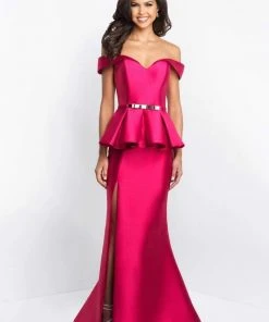 Blush By Alexia Designs Blush - C1048 Off-Shoulder Pleated Peplum Sheath Dress