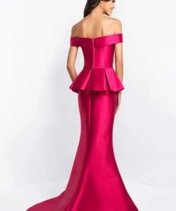 Blush By Alexia Designs Blush - C1048 Off-Shoulder Pleated Peplum Sheath Dress