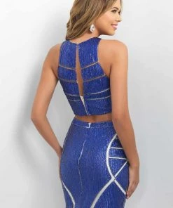 Blush By Alexia Designs Blush - C352 Geometrical Patterned Two-Piece Metallic Dress 9 Blush By Alexia Designs Blush - C352 Geometrical Patterned Two-Piece Metallic Dress