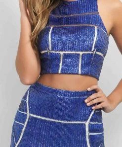 Blush By Alexia Designs Blush - C352 Geometrical Patterned Two-Piece Metallic Dress 8 Blush By Alexia Designs Blush - C352 Geometrical Patterned Two-Piece Metallic Dress