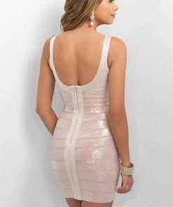 Blush By Alexia Designs Cocktail Dresses Blush - C373 Sleeveless Scoop Bandage Fitted Cocktail Dress