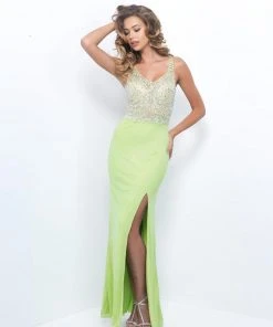 Blush By Alexia Designs Blush - Crystal Embellished Evening Gown With Slit X401 Formal Gowns
