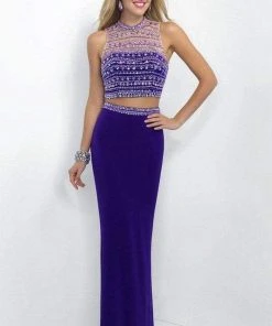 Blush By Alexia Designs Blush - Crystal Encrusted Cropped Top Sheath Dress 11055