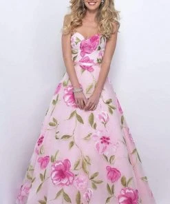 Blush By Alexia Designs Blush - Dainty Sweetheart Floral Print A-Line Gown 5621