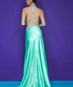 Blush By Alexia Designs Blush - Embellished Halter Strap Neck A-line Gown 9622 7 Blush By Alexia Designs Blush - Embellished Halter Strap Neck A-line Gown 9622