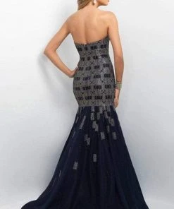 Blush By Alexia Designs Blush - Embellished Sweetheart Satin Mermaid Dress 11130