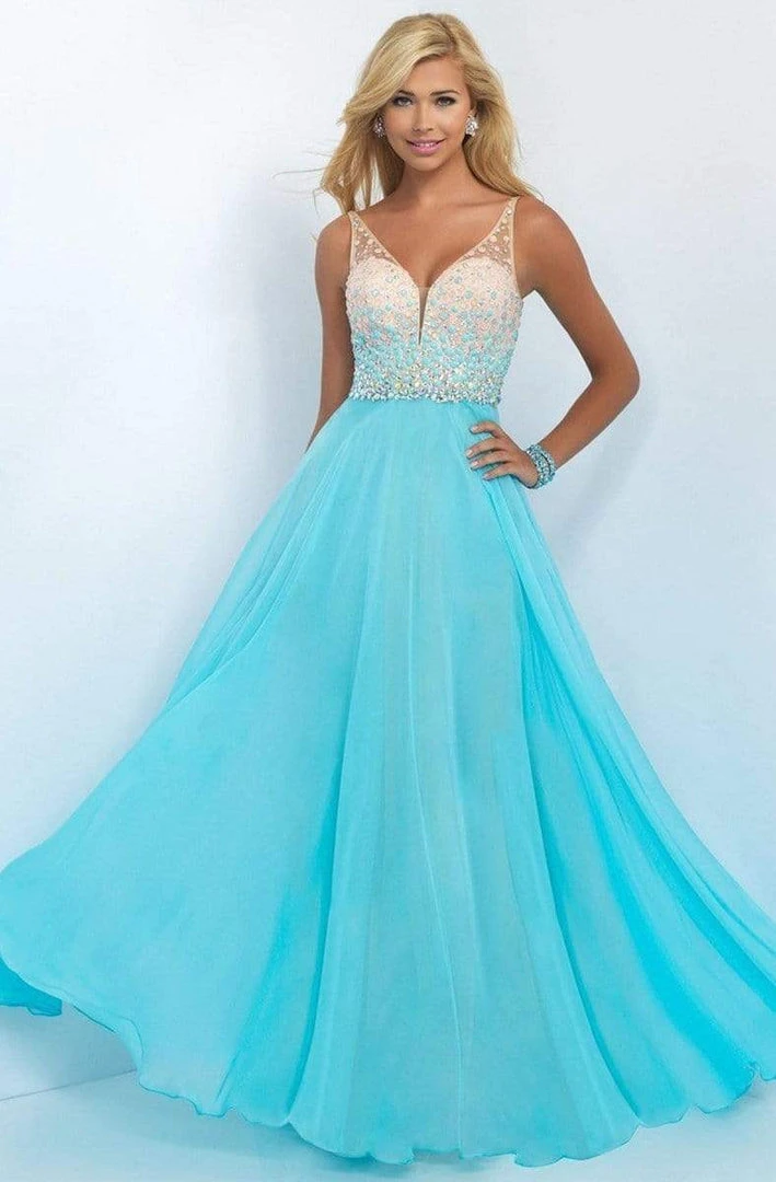 Blush By Alexia Designs Formal Gowns Blush - Embellished V-Neck Chiffon A-line Dress 11087 4 Blush By Alexia Designs Formal Gowns Blush - Embellished V-Neck Chiffon A-line Dress 11087