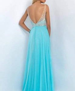 Blush By Alexia Designs Formal Gowns Blush - Embellished V-Neck Chiffon A-line Dress 11087 7 Blush By Alexia Designs Formal Gowns Blush - Embellished V-Neck Chiffon A-line Dress 11087