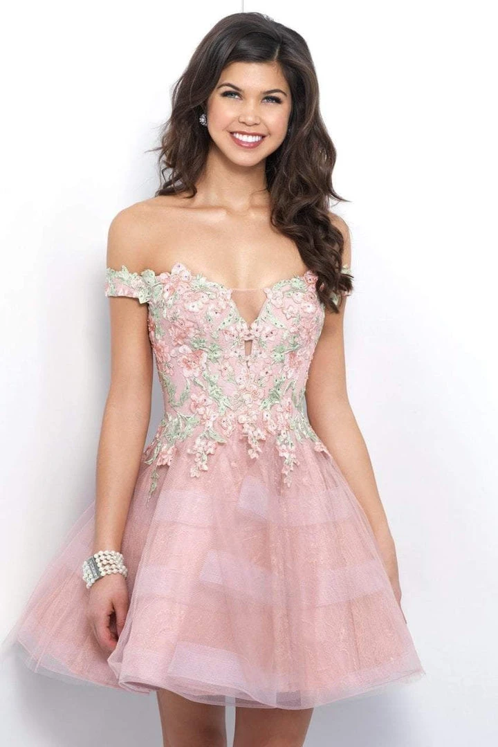 Blush By Alexia Designs Blush - Floral Applique Off-Shoulder Tulle Cocktail Dress 11382 Formal Gowns 3 Blush By Alexia Designs Blush - Floral Applique Off-Shoulder Tulle Cocktail Dress 11382 Formal Gowns