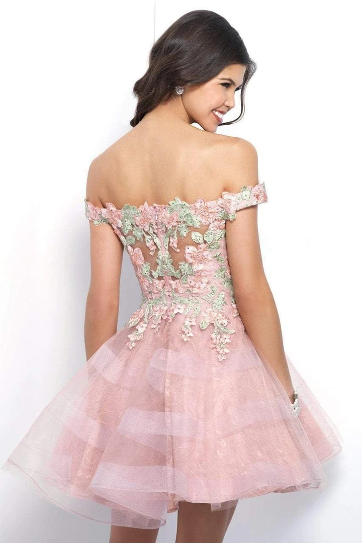 Blush By Alexia Designs Blush - Floral Applique Off-Shoulder Tulle Cocktail Dress 11382 Formal Gowns 4 Blush By Alexia Designs Blush - Floral Applique Off-Shoulder Tulle Cocktail Dress 11382 Formal Gowns