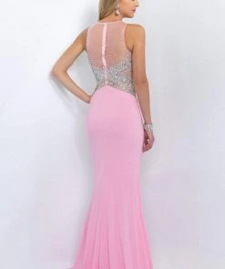 Blush By Alexia Designs Formal Gowns Blush - Jewel Accented Illusion Halter Neck Jersey Dress 11064 8 Blush By Alexia Designs Formal Gowns Blush - Jewel Accented Illusion Halter Neck Jersey Dress 11064