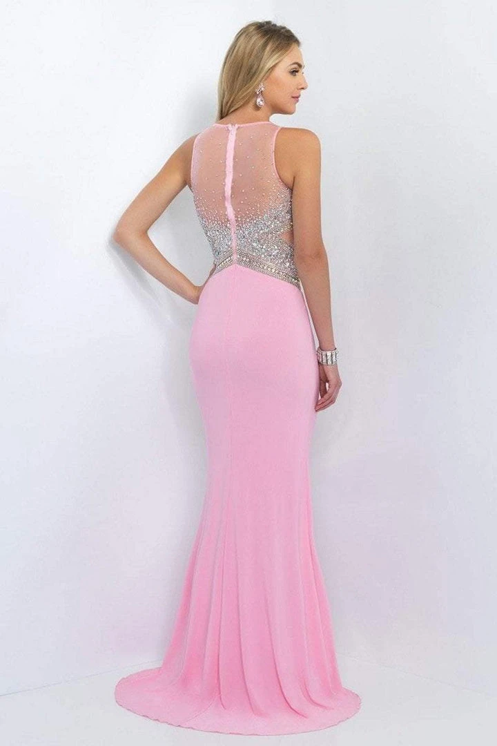 Blush By Alexia Designs Formal Gowns Blush - Jewel Accented Illusion Halter Neck Jersey Dress 11064 5 Blush By Alexia Designs Formal Gowns Blush - Jewel Accented Illusion Halter Neck Jersey Dress 11064