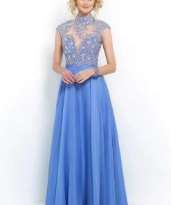 Blush By Alexia Designs Formal Gowns Blush - Luxurious Illusion Scalloped A-Line Gown 9967