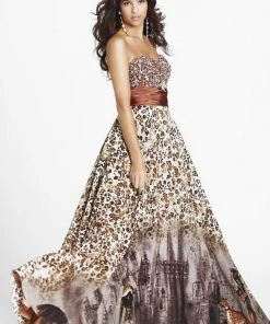Blush By Alexia Designs Blush - P016 Strapless Sweetheart Printed Evening Gown