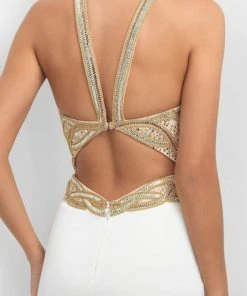 Blush By Alexia Designs Blush - Sleeveless Beaded Halter Sheath Cocktail Dress C361 Cocktail Dresses